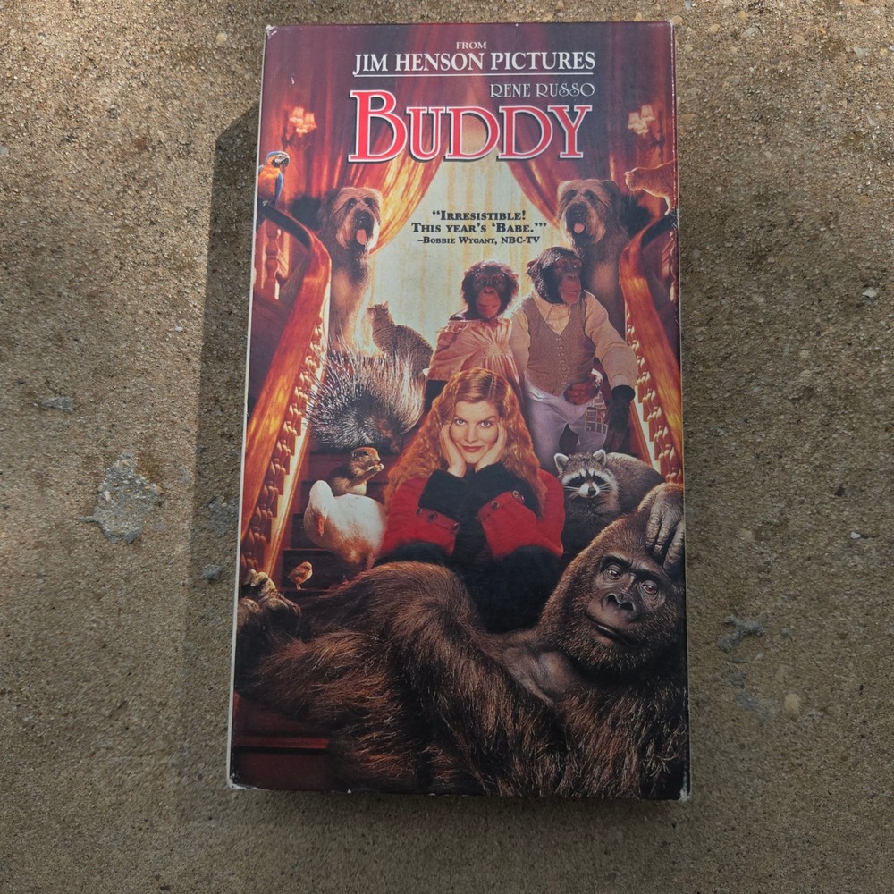 VHS Jim Henson Buddy Movie Video Tape White Rene Russo Gorilla Family Film 1997